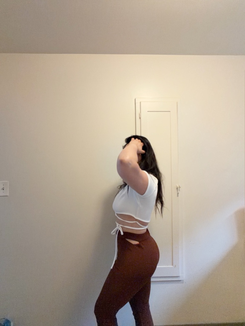 Nasty Gal Chocolate Brown High-Rise Flare Pants - Picture 3 of 4
